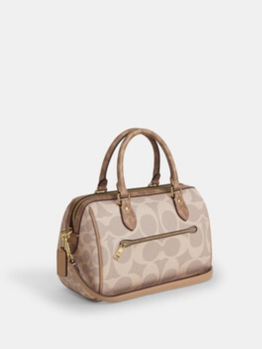 Coach Large Rowan Beige Signature Satchel with Detachable Strap - Picture 6 of 8